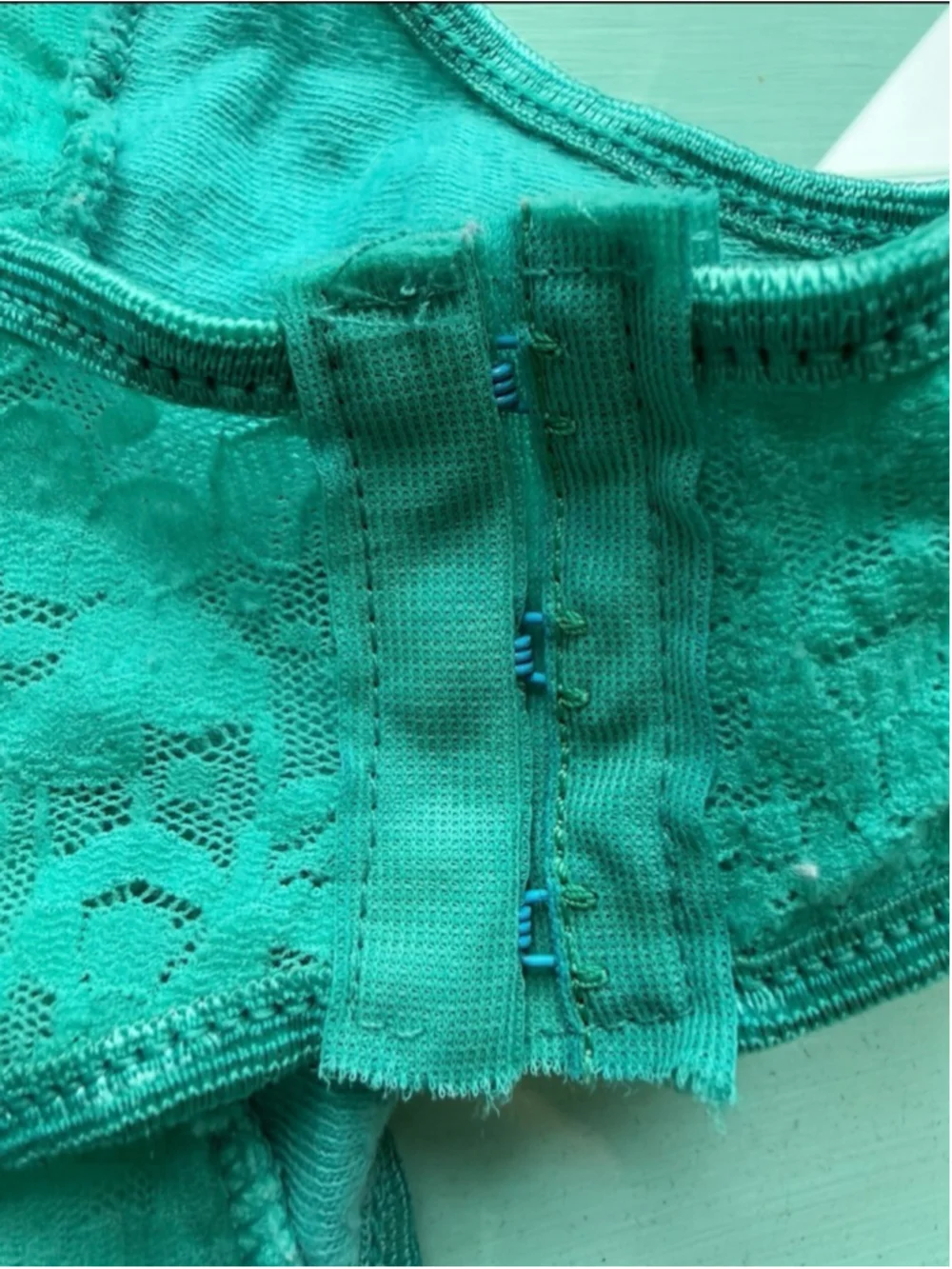 Teal Floral Lace Racerback One-Piece Bodysuit Size XS or S Y2K Festival - Picture 5 of 10